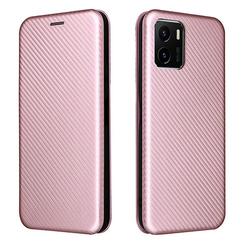 Funda de Cuero Cartera con Soporte Carcasa L02Z para Vivo Y15S Oro Rosa