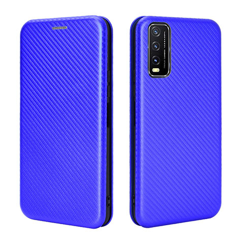 Funda de Cuero Cartera con Soporte Carcasa L02Z para Vivo Y20a Azul