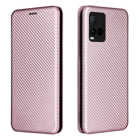 Funda de Cuero Cartera con Soporte Carcasa L02Z para Vivo Y21t Oro Rosa