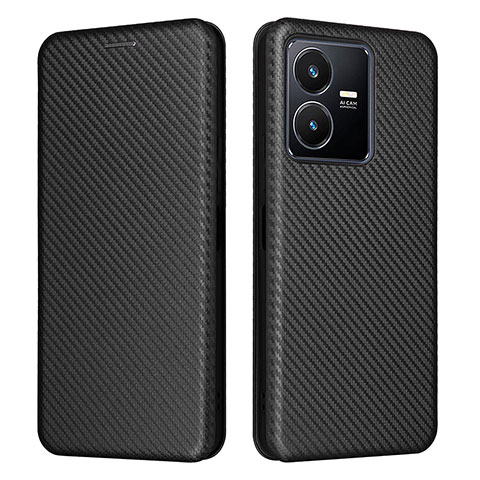 Funda de Cuero Cartera con Soporte Carcasa L02Z para Vivo Y22 Negro