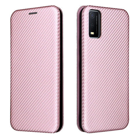 Funda de Cuero Cartera con Soporte Carcasa L02Z para Vivo Y3s (2021) Oro Rosa