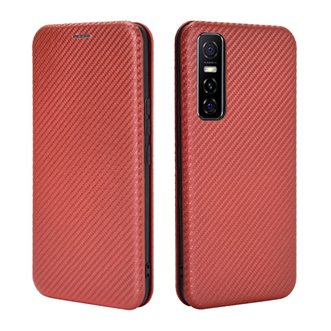 Funda de Cuero Cartera con Soporte Carcasa L02Z para Vivo Y73s 5G Marron