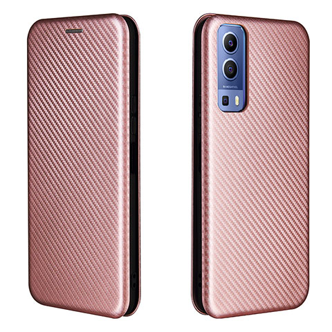 Funda de Cuero Cartera con Soporte Carcasa L02Z para Vivo Y75s 5G Oro Rosa