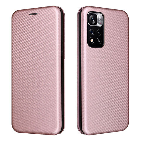 Funda de Cuero Cartera con Soporte Carcasa L02Z para Xiaomi Poco M4 Pro 5G Oro Rosa