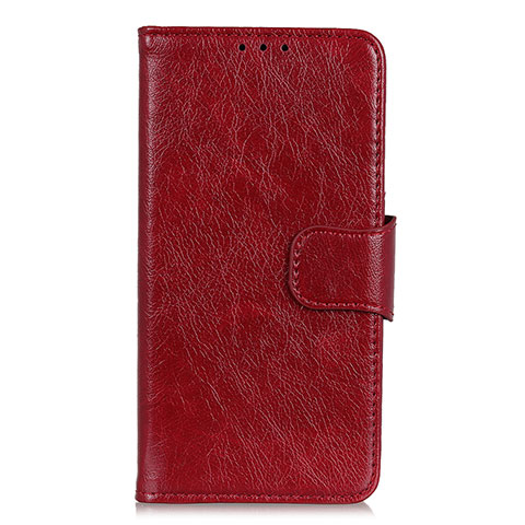 Funda de Cuero Cartera con Soporte Carcasa L03 para Alcatel 1S (2019) Rojo