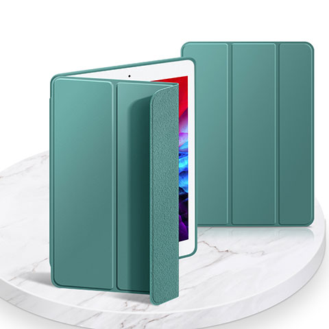 Funda de Cuero Cartera con Soporte Carcasa L03 para Apple iPad 10.2 (2019) Verde Noche