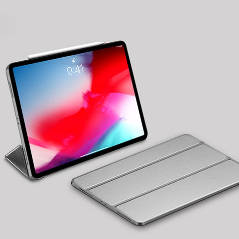 Funda de Cuero Cartera con Soporte Carcasa L03 para Apple iPad Pro 11 (2018) Plata