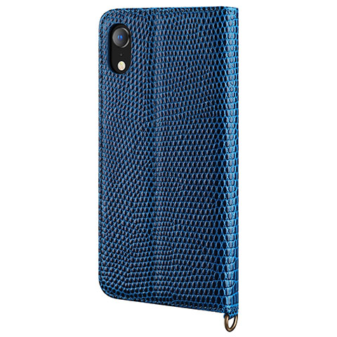 Funda de Cuero Cartera con Soporte Carcasa L03 para Apple iPhone XR Azul