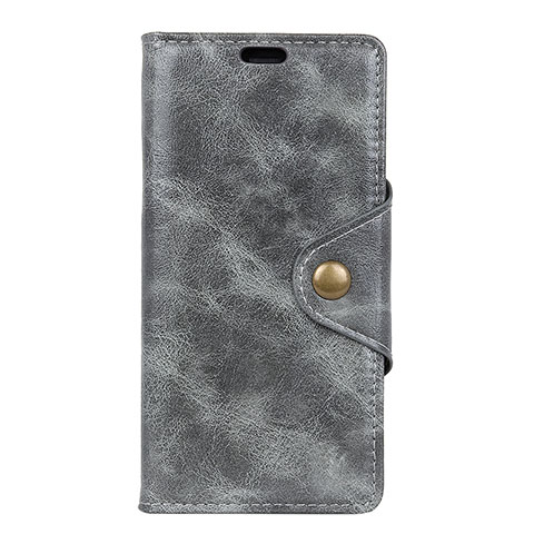 Funda de Cuero Cartera con Soporte Carcasa L03 para HTC Desire 12S Gris