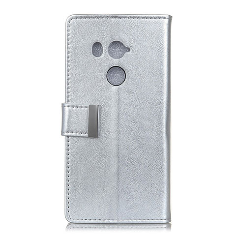 Funda de Cuero Cartera con Soporte Carcasa L03 para HTC U11 Eyes Plata