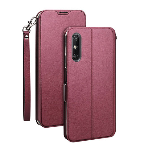 Funda de Cuero Cartera con Soporte Carcasa L03 para Huawei Enjoy 10e Rojo Rosa