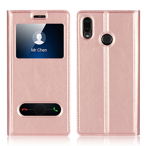 Funda de Cuero Cartera con Soporte Carcasa L03 para Huawei Nova 3e Oro Rosa