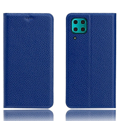 Funda de Cuero Cartera con Soporte Carcasa L03 para Huawei Nova 7i Azul