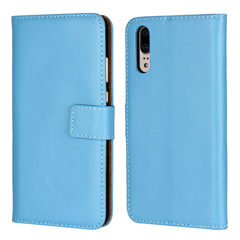 Funda de Cuero Cartera con Soporte Carcasa L03 para Huawei P20 Azul Cielo