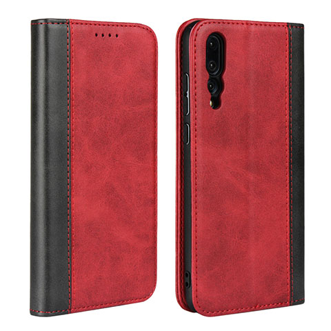 Funda de Cuero Cartera con Soporte Carcasa L03 para Huawei P20 Pro Rojo