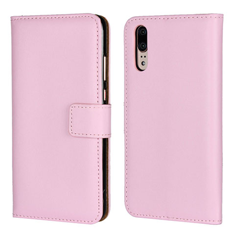 Funda de Cuero Cartera con Soporte Carcasa L03 para Huawei P20 Rosa