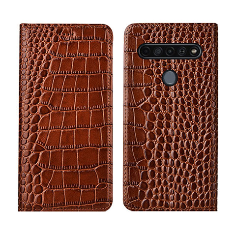 Funda de Cuero Cartera con Soporte Carcasa L03 para LG K41S Marron Claro