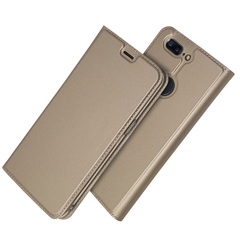 Funda de Cuero Cartera con Soporte Carcasa L03 para OnePlus 5T A5010 Oro