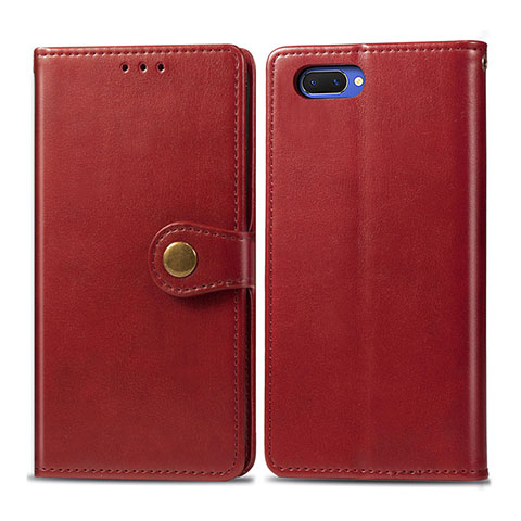 Funda de Cuero Cartera con Soporte Carcasa L03 para Oppo A12e Rojo