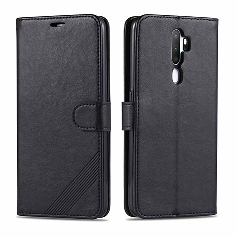 Funda de Cuero Cartera con Soporte Carcasa L03 para Oppo A5 (2020) Negro