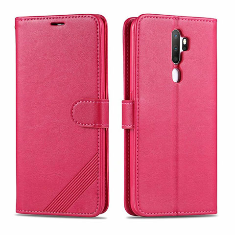 Funda de Cuero Cartera con Soporte Carcasa L03 para Oppo A9 (2020) Rosa Roja