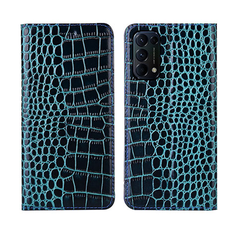 Funda de Cuero Cartera con Soporte Carcasa L03 para Oppo Find X3 Lite 5G Azul