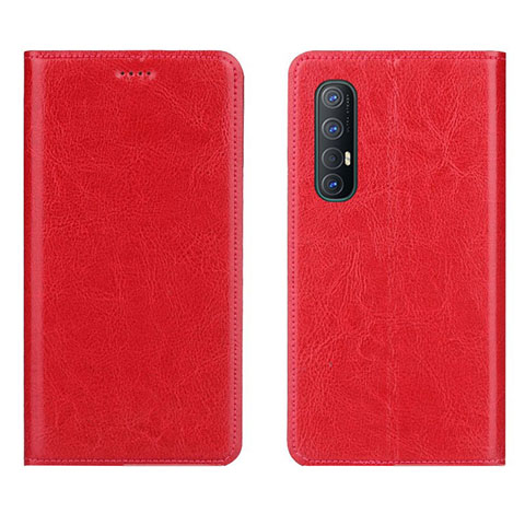 Funda de Cuero Cartera con Soporte Carcasa L03 para Oppo Reno3 Pro Rojo