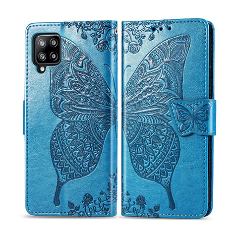 Funda de Cuero Cartera con Soporte Carcasa L03 para Samsung Galaxy A42 5G Azul Cielo