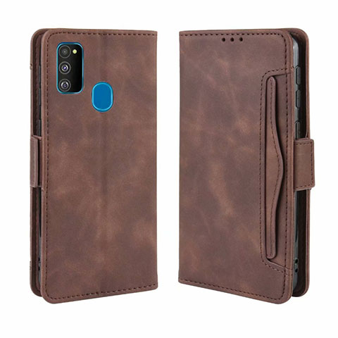 Funda de Cuero Cartera con Soporte Carcasa L03 para Samsung Galaxy M21 Marron