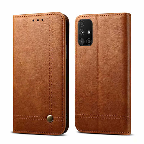 Funda de Cuero Cartera con Soporte Carcasa L03 para Samsung Galaxy M51 Marron Claro