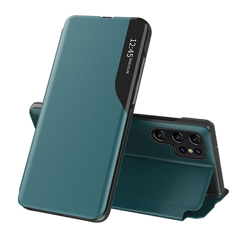 Funda de Cuero Cartera con Soporte Carcasa L03 para Samsung Galaxy S22 Ultra 5G Verde