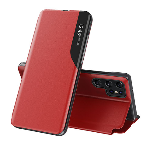 Funda de Cuero Cartera con Soporte Carcasa L03 para Samsung Galaxy S24 Ultra 5G Rojo