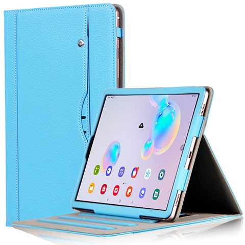 Funda de Cuero Cartera con Soporte Carcasa L03 para Samsung Galaxy Tab S6 10.5 SM-T860 Azul Cielo