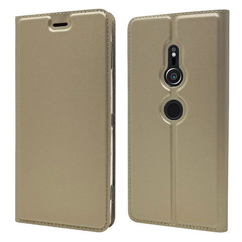 Funda de Cuero Cartera con Soporte Carcasa L03 para Sony Xperia XZ2 Oro