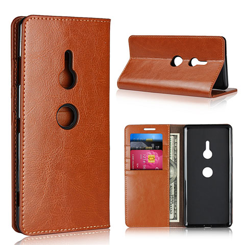 Funda de Cuero Cartera con Soporte Carcasa L03 para Sony Xperia XZ3 Naranja