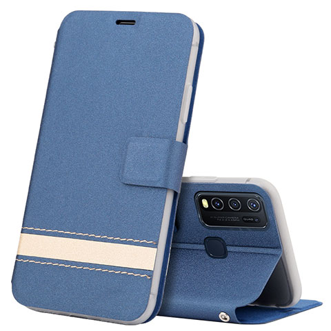 Funda de Cuero Cartera con Soporte Carcasa L03 para Vivo Y50 Azul