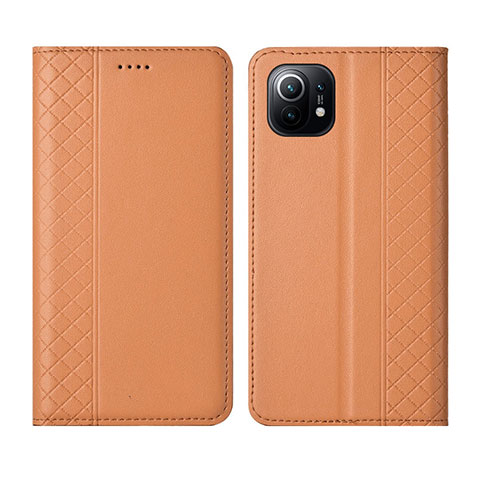 Funda de Cuero Cartera con Soporte Carcasa L03 para Xiaomi Mi 11 5G Naranja