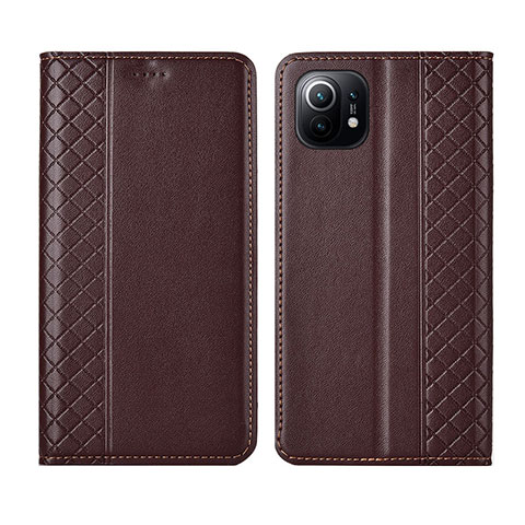 Funda de Cuero Cartera con Soporte Carcasa L03 para Xiaomi Mi 11 Lite 5G Marron