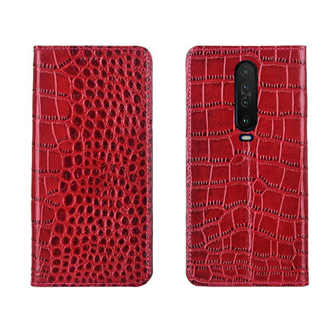 Funda de Cuero Cartera con Soporte Carcasa L03 para Xiaomi Redmi K30 4G Rojo