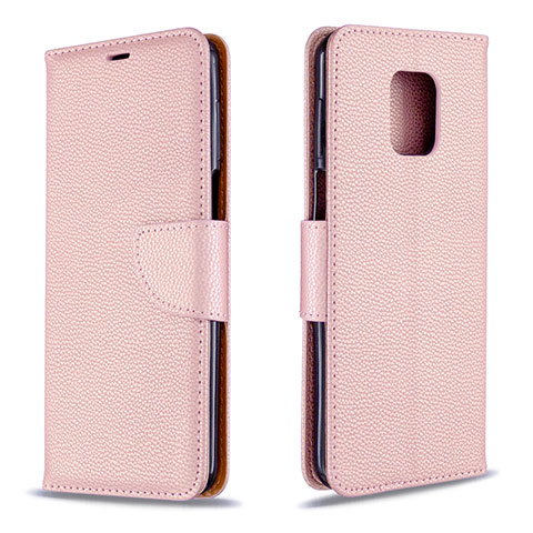 Funda de Cuero Cartera con Soporte Carcasa L03 para Xiaomi Redmi Note 9 Pro Max Oro Rosa