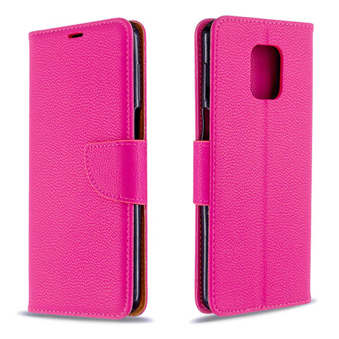 Funda de Cuero Cartera con Soporte Carcasa L03 para Xiaomi Redmi Note 9 Pro Max Rosa Roja