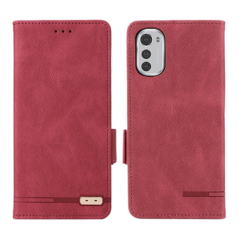 Funda de Cuero Cartera con Soporte Carcasa L03Z para Motorola Moto E32s Rojo