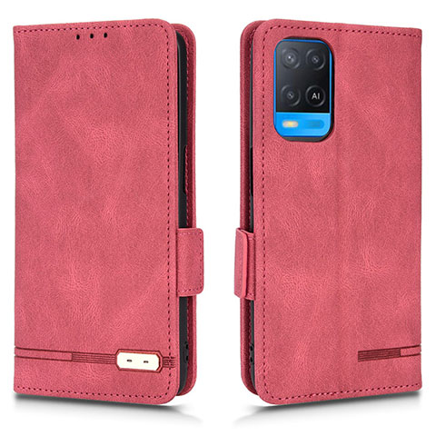 Funda de Cuero Cartera con Soporte Carcasa L03Z para Oppo A54 4G Rojo