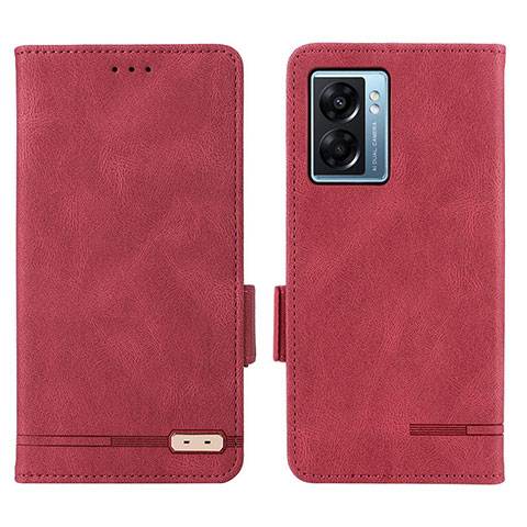 Funda de Cuero Cartera con Soporte Carcasa L03Z para Oppo A56S 5G Rojo