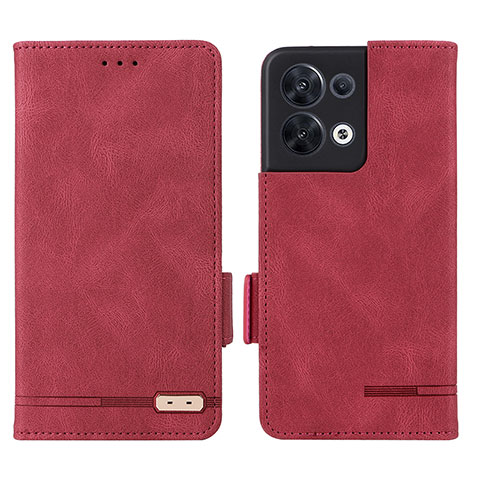 Funda de Cuero Cartera con Soporte Carcasa L03Z para Oppo Reno8 5G Rojo