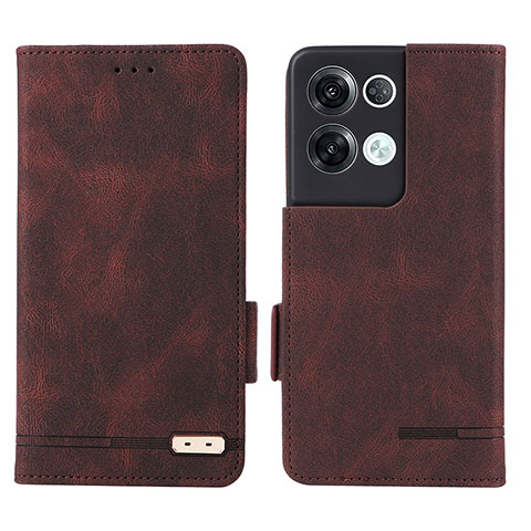 Funda de Cuero Cartera con Soporte Carcasa L03Z para Oppo Reno8 Pro 5G Marron