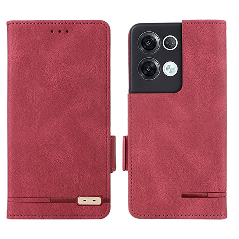 Funda de Cuero Cartera con Soporte Carcasa L03Z para Oppo Reno8 Pro+ Plus 5G Rojo