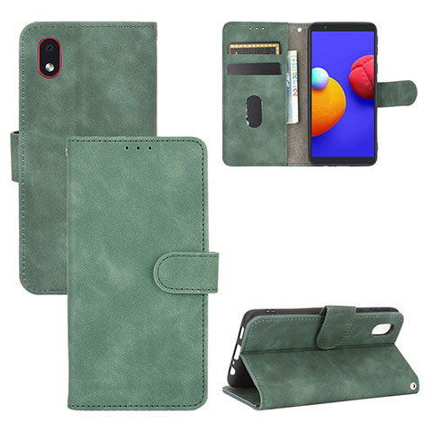 Funda de Cuero Cartera con Soporte Carcasa L03Z para Samsung Galaxy A01 Core Verde