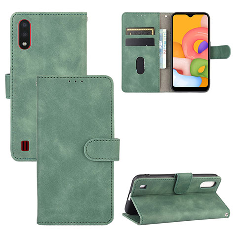 Funda de Cuero Cartera con Soporte Carcasa L03Z para Samsung Galaxy A01 SM-A015 Verde