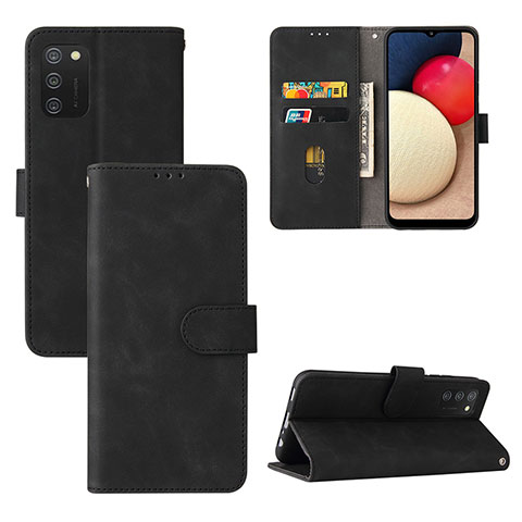 Funda de Cuero Cartera con Soporte Carcasa L03Z para Samsung Galaxy A02s Negro